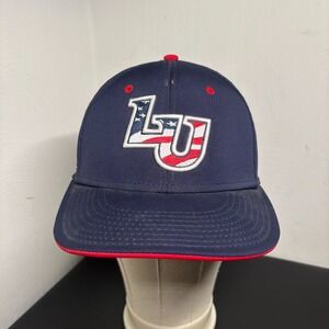 Liberty University The Game Pro Baseball Cap Hat Adult OSFM Blue/Red LU Flames